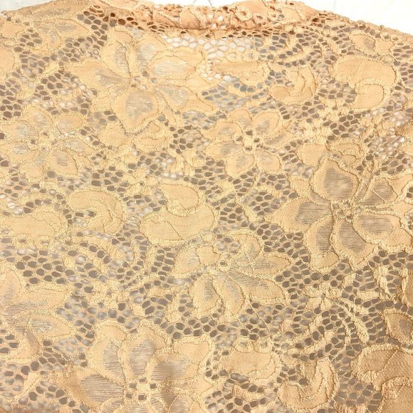 ZARA TRAFALUC Peach Floral Lace Crop Top Shirt ~ S - Picture 6 of 8